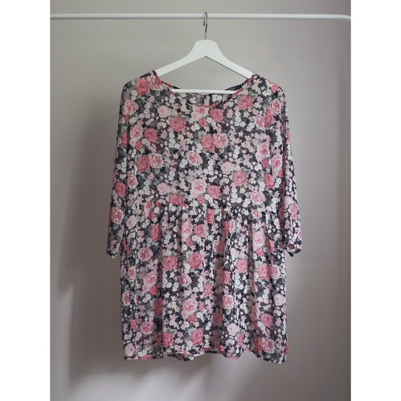 📌BOGO Forever 21 Black/Pink Floral Dress - Picture 1 of 3